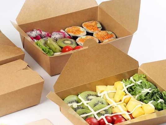 18PE Bento Salad Lunch Box, einmaliges Kraftpapier-Verpackenkasten