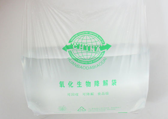 Biologisch abbaubare Wegwerfplastikeinkaufstasche t-Shirt langlebigen Gutes EN13432 18x58cm