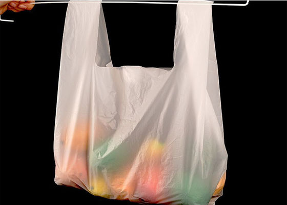 14x50cm weißes biologisch abbaubares Gemüsefrucht-T-Shirt Wegwerfplastiktasche