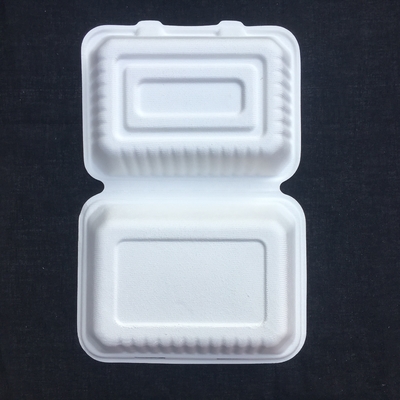 Rechteck biologisch abbaubares 600ml Wegwerf-Bento Lunch Box Sugarcane Pulp