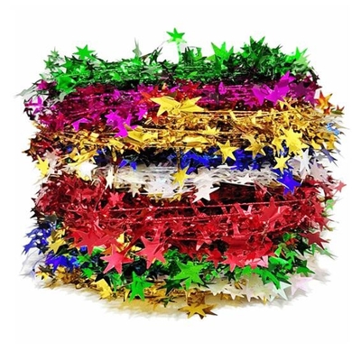 Weihnachtsschmuckkrans Fünfzack-Sterne-Zugblüte Gold-Sterne-Rattan-Draht-Mehrfarbiger Krans