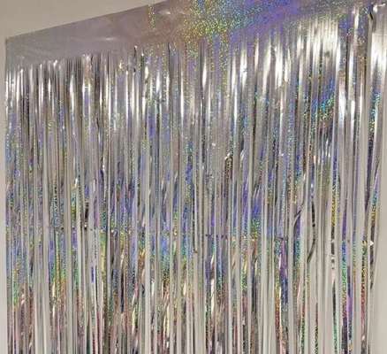 Dekorative Laser Silber Regen Seiden Tür Vorhang 1x2m Hochzeit Geburtstagsfeier mit doppelseitigem Klebeband