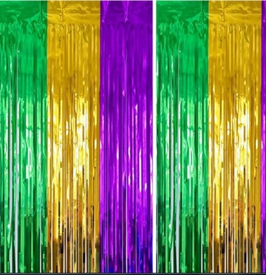 Party-Hintergrundwand, Geburtstagsfeier lila, gold und grün dreifarbiges Nähregenvorhang