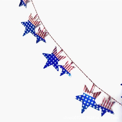 Großer fünfzackiger Stern amerikanische Flagge Dekoration Krans Weihnachtsbaum Ornament, Draht Krans Ferienstock