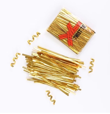 8cm Metallspulen Goldene Twist Krawatte für Brot und Geschenk Twist Krawatten für Bäckerei Verpackung