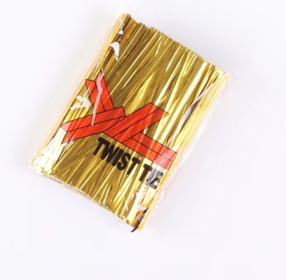 8cm Metallspulen Goldene Twist Krawatte für Brot und Geschenk Twist Krawatten für Bäckerei Verpackung