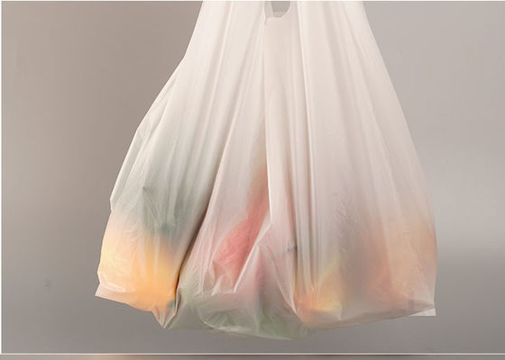 14x50cm weißes biologisch abbaubares Gemüsefrucht-T-Shirt Wegwerfplastiktasche