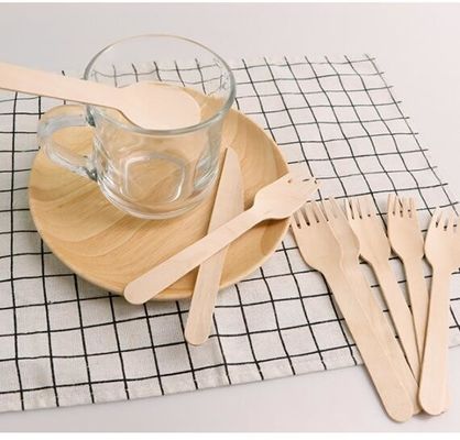 Hölzerne Wegwerfpapierverpackengabel-Löffel-Tischbesteck-Sätze der zusatz-14cm 16.5cm Kinife