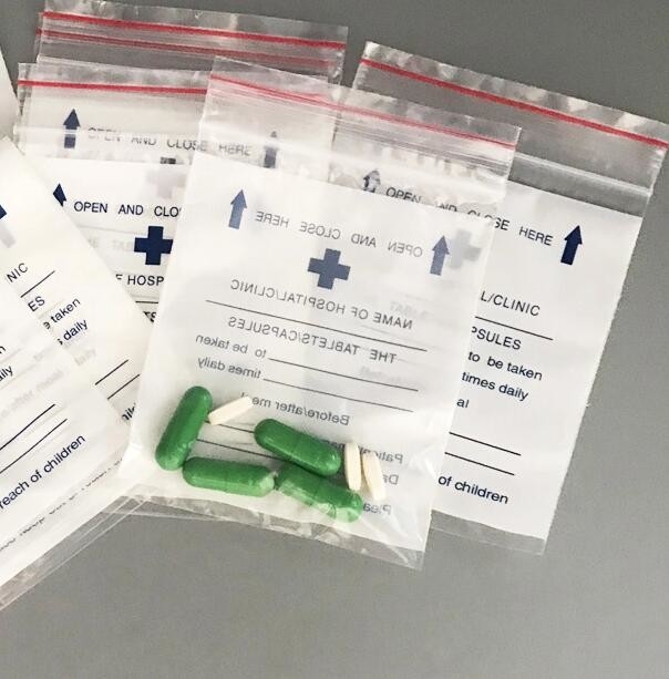 Durchsichtige Verpackungsfolie mit doppelter Tasche, Reißverschluss, umweltfreundlich, aus Plastik, flüssig, biologisch gefährlich, biologisch gefährlich, medizinisch gefährlich